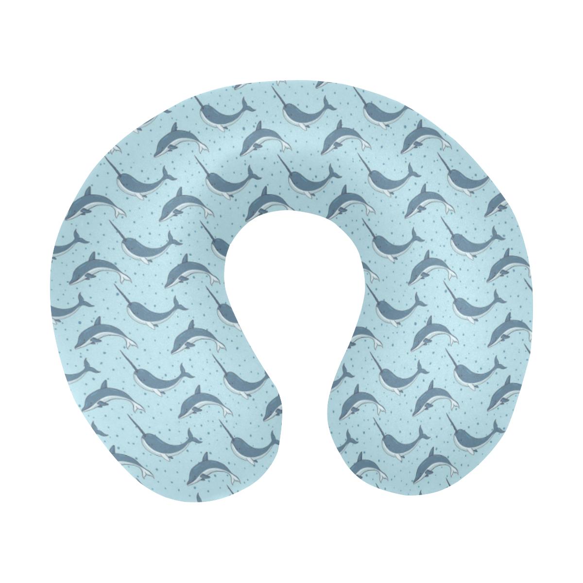 Narwhal Dolphin Print U-Shaped Travel Neck Pillow-JTAMIGO.COM
