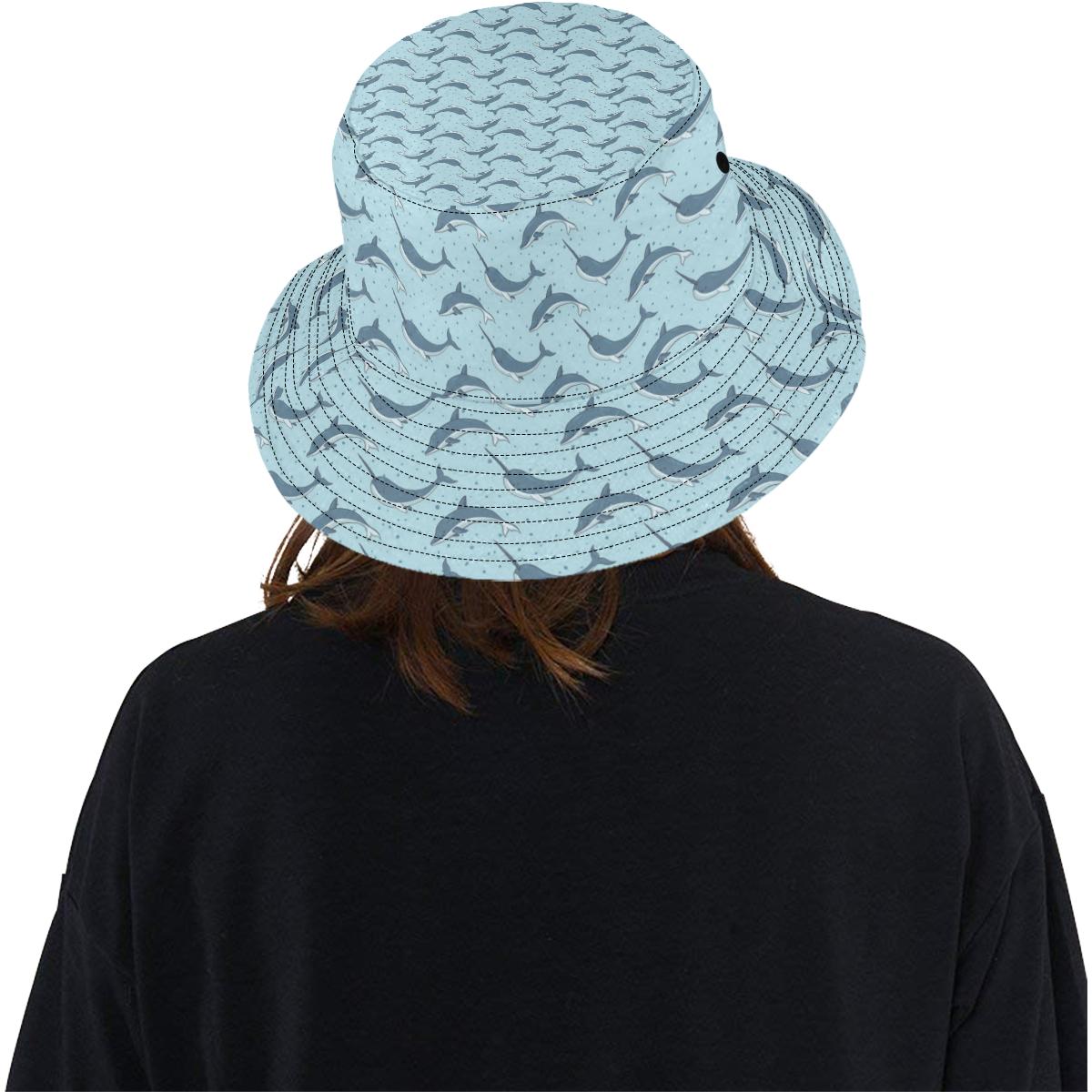 Narwhal Dolphin Print Unisex Bucket Hat