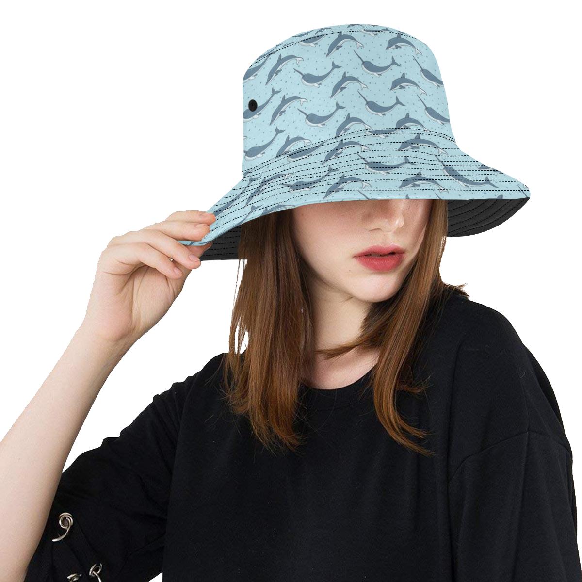 Narwhal Dolphin Print Unisex Bucket Hat