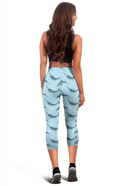Narwhal Dolphin Print Women Capris