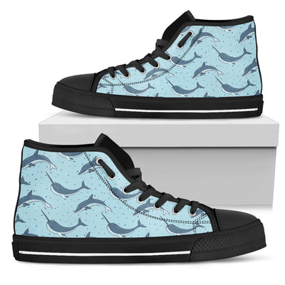 Narwhal Dolphin Print Women High Top Shoes