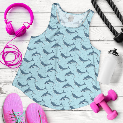 Narwhal Dolphin Print Women Racerback Tank Top
