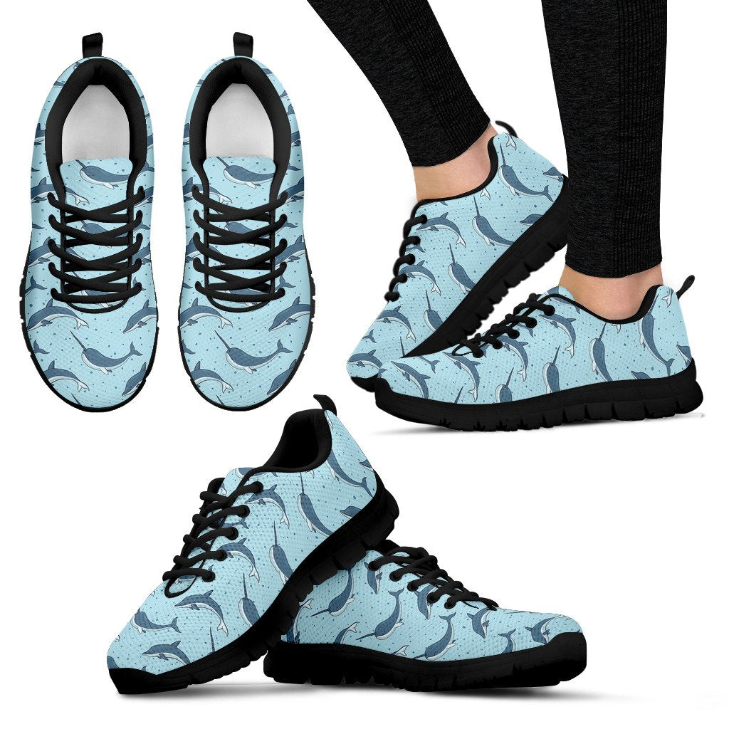 Narwhal Dolphin Print Women Sneakers Shoes