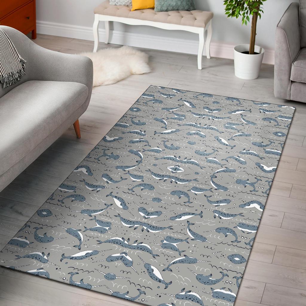 Narwhal Pattern Print Area Rugs-JTAMIGO.COM
