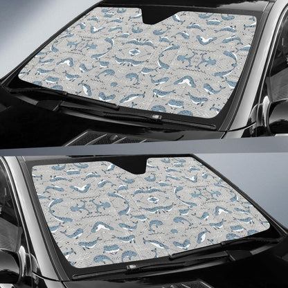 Narwhal Pattern Print Car Sun Shade For Windshield