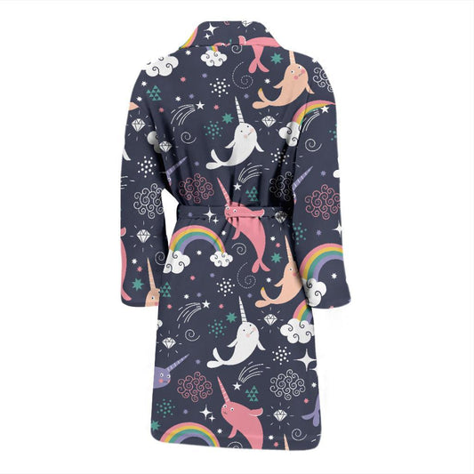 Narwhal Pattern Print Design 01 Men Bathrobe-JORJUNE.COM