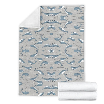 Narwhal Pattern Print Fleece Blanket