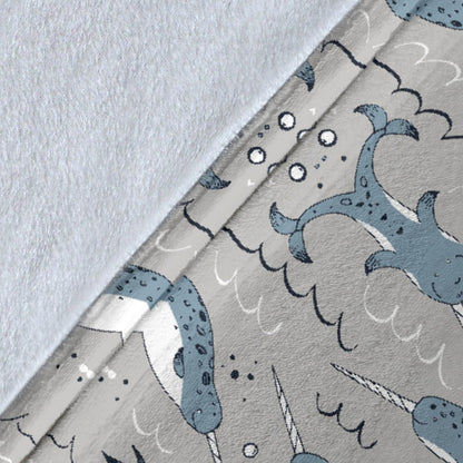 Narwhal Pattern Print Fleece Blanket