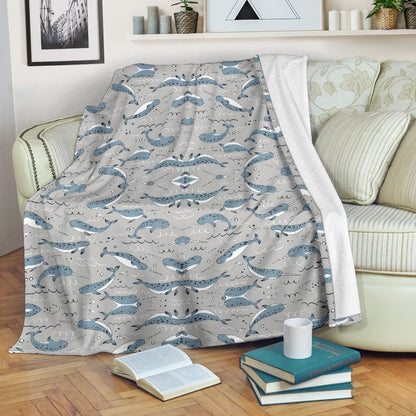 Narwhal Pattern Print Fleece Blanket