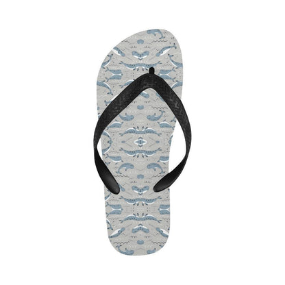 Narwhal Pattern Print Flip Flops-JTAMIGO.COM
