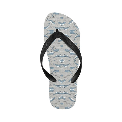 Narwhal Pattern Print Flip Flops-JTAMIGO.COM
