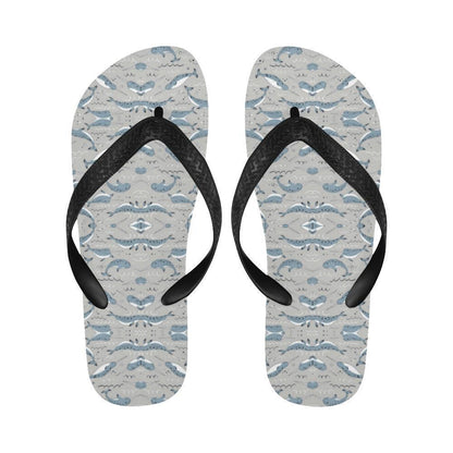 Narwhal Pattern Print Flip Flops-JTAMIGO.COM