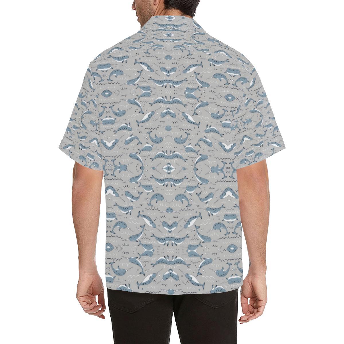 Narwhal Pattern Print Men Aloha Hawaiian Shirt