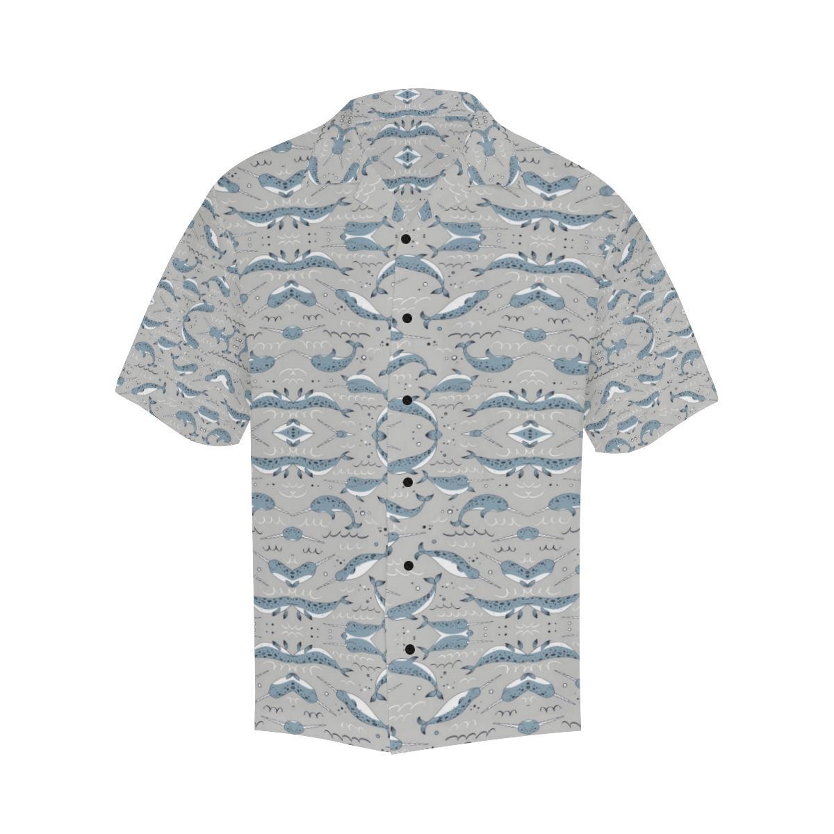 Narwhal Pattern Print Men Aloha Hawaiian Shirt