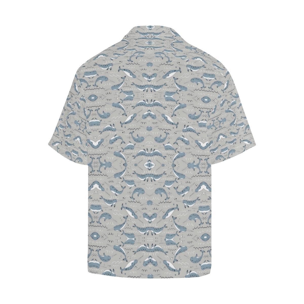 Narwhal Pattern Print Men Aloha Hawaiian Shirt