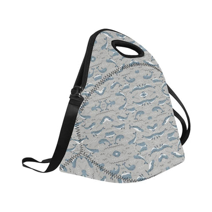 Narwhal Pattern Print Neoprene Lunch Bag (Model 1669)(Large)-JTAMIGO.COM