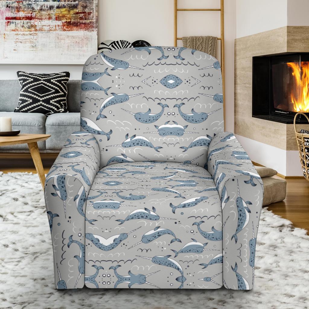 Narwhal Pattern Print Single Sofa Slipcover -JTAMIGO.COM