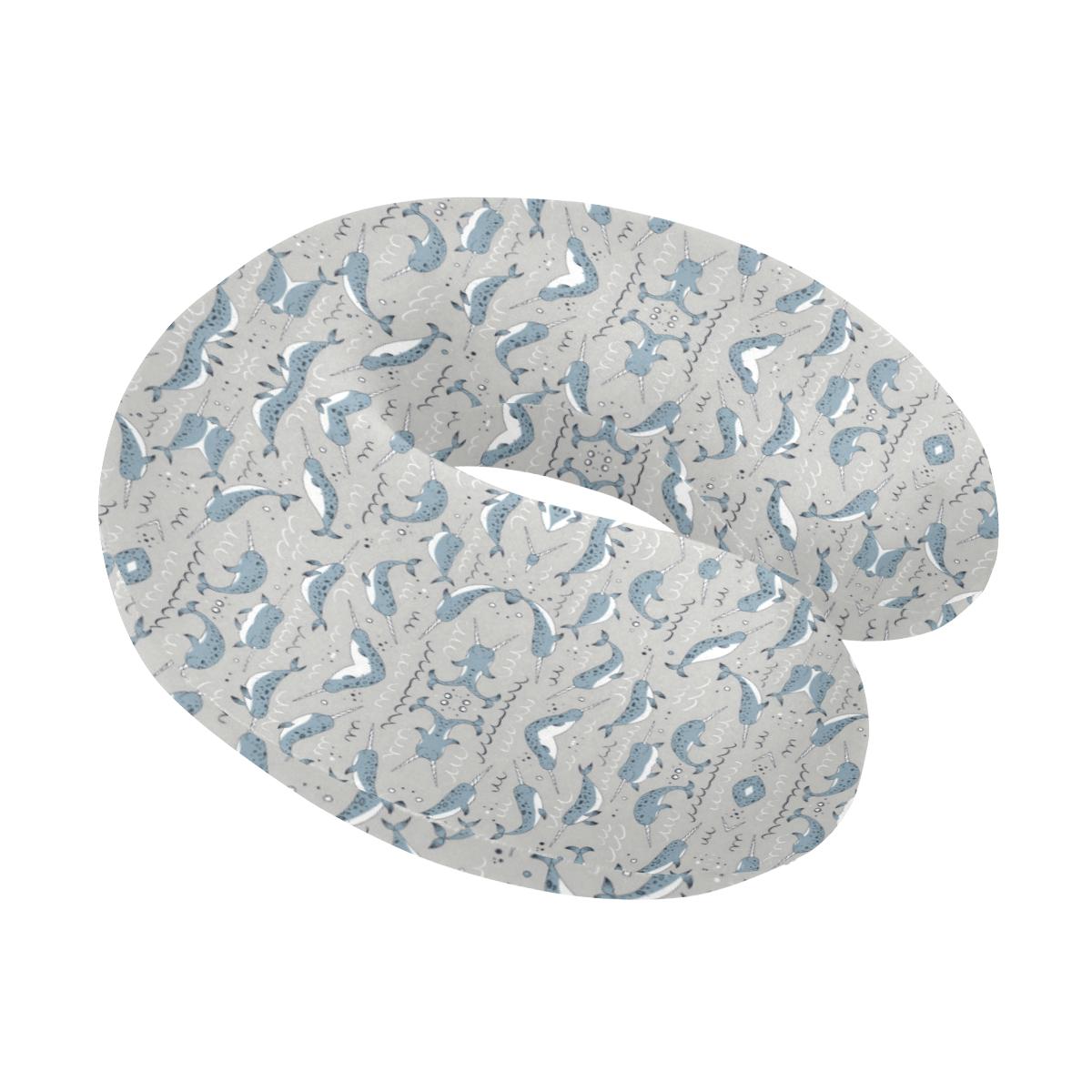Narwhal Pattern Print U-Shaped Travel Neck Pillow-JTAMIGO.COM