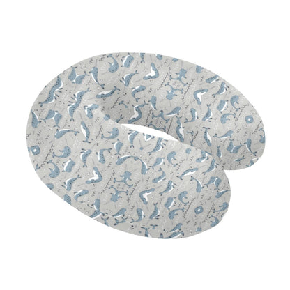 Narwhal Pattern Print U-Shaped Travel Neck Pillow-JTAMIGO.COM