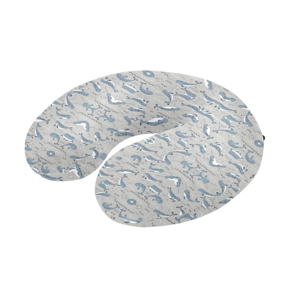 Narwhal Pattern Print U-Shaped Travel Neck Pillow-JTAMIGO.COM