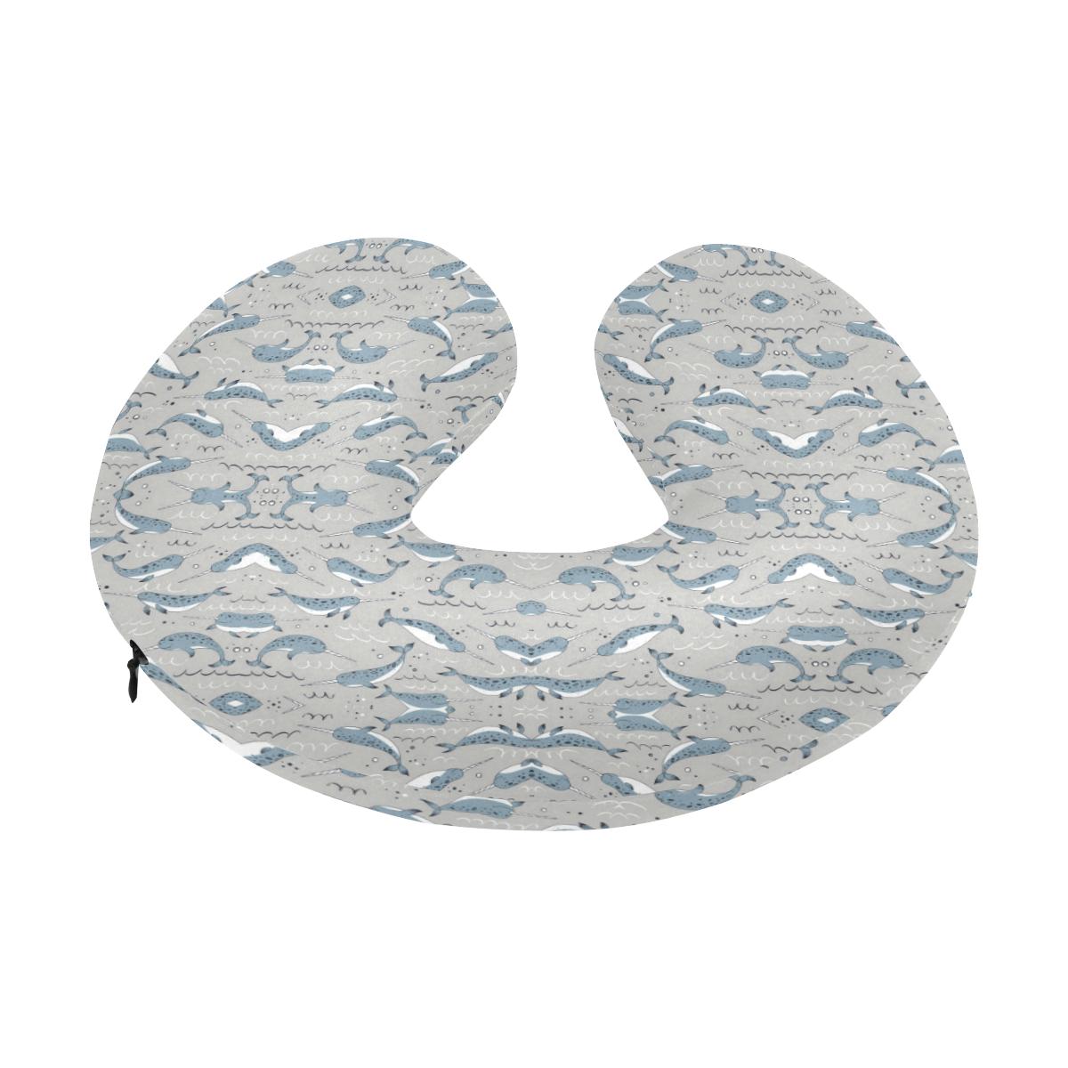Narwhal Pattern Print U-Shaped Travel Neck Pillow-JTAMIGO.COM