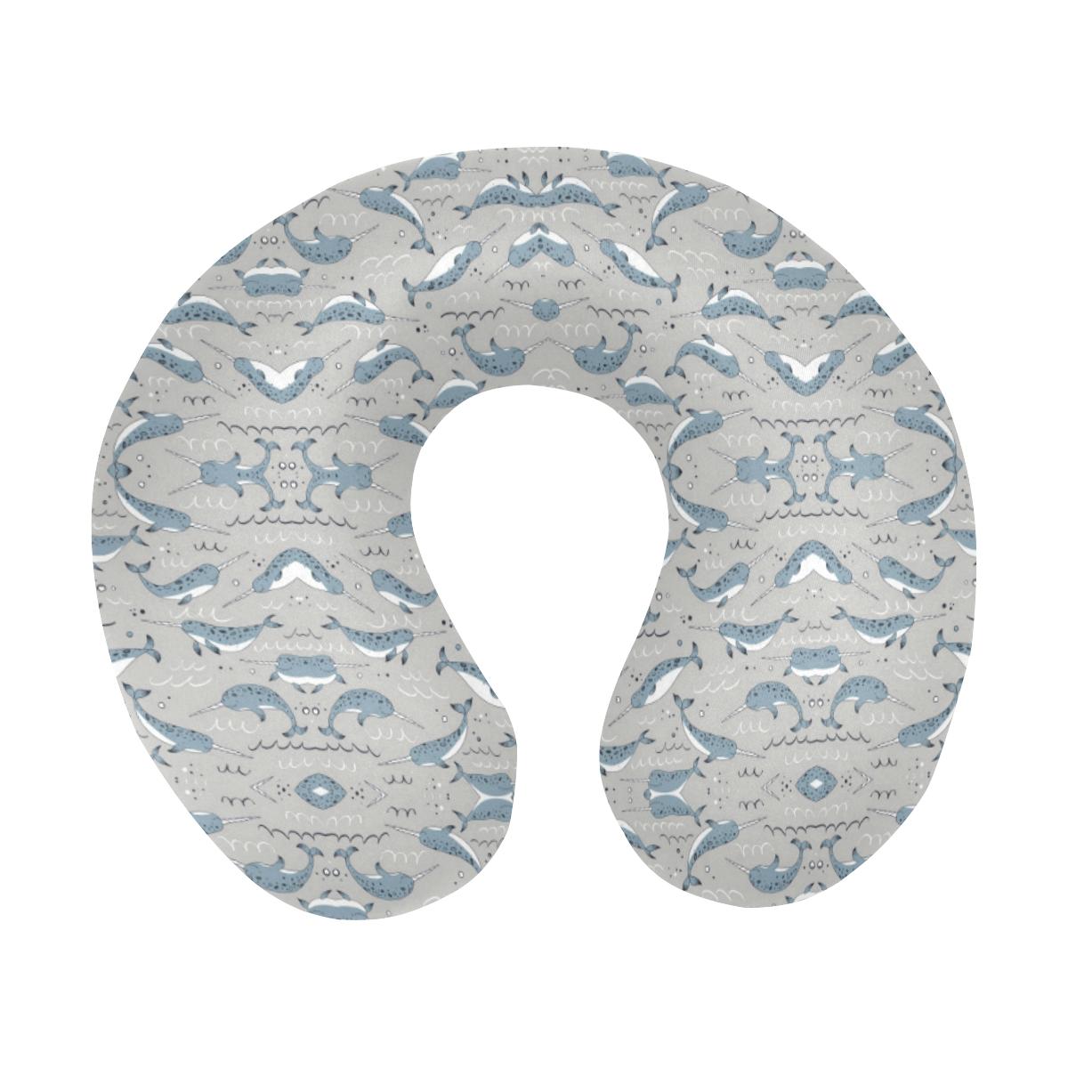 Narwhal Pattern Print U-Shaped Travel Neck Pillow-JTAMIGO.COM
