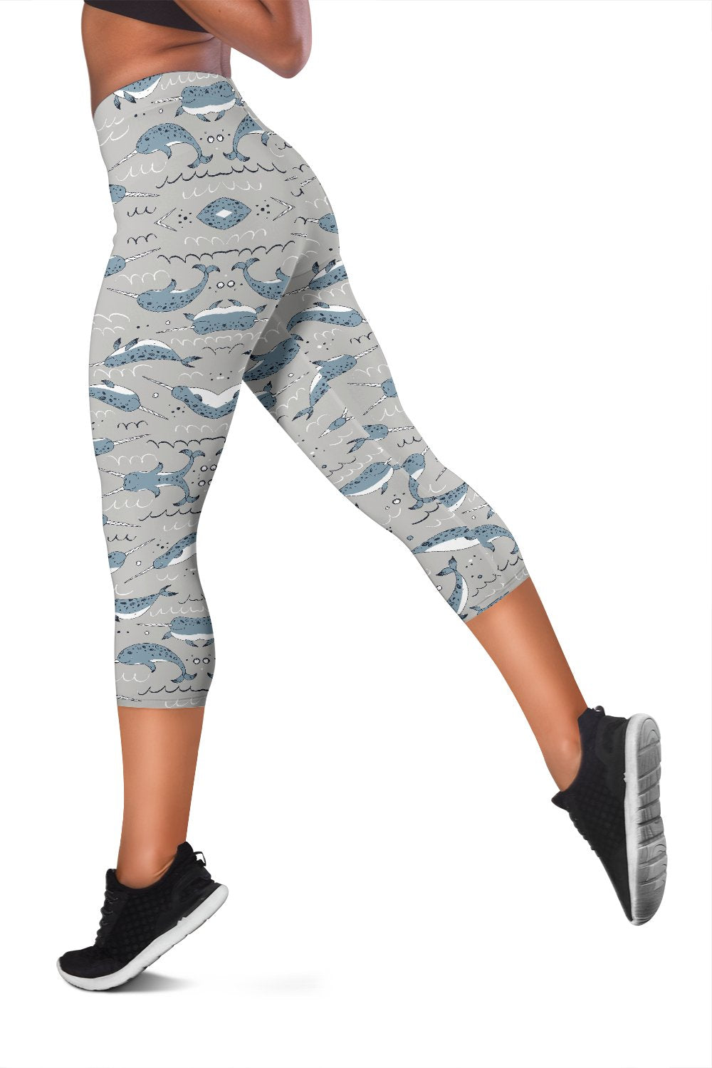 Narwhal Pattern Print Women Capris
