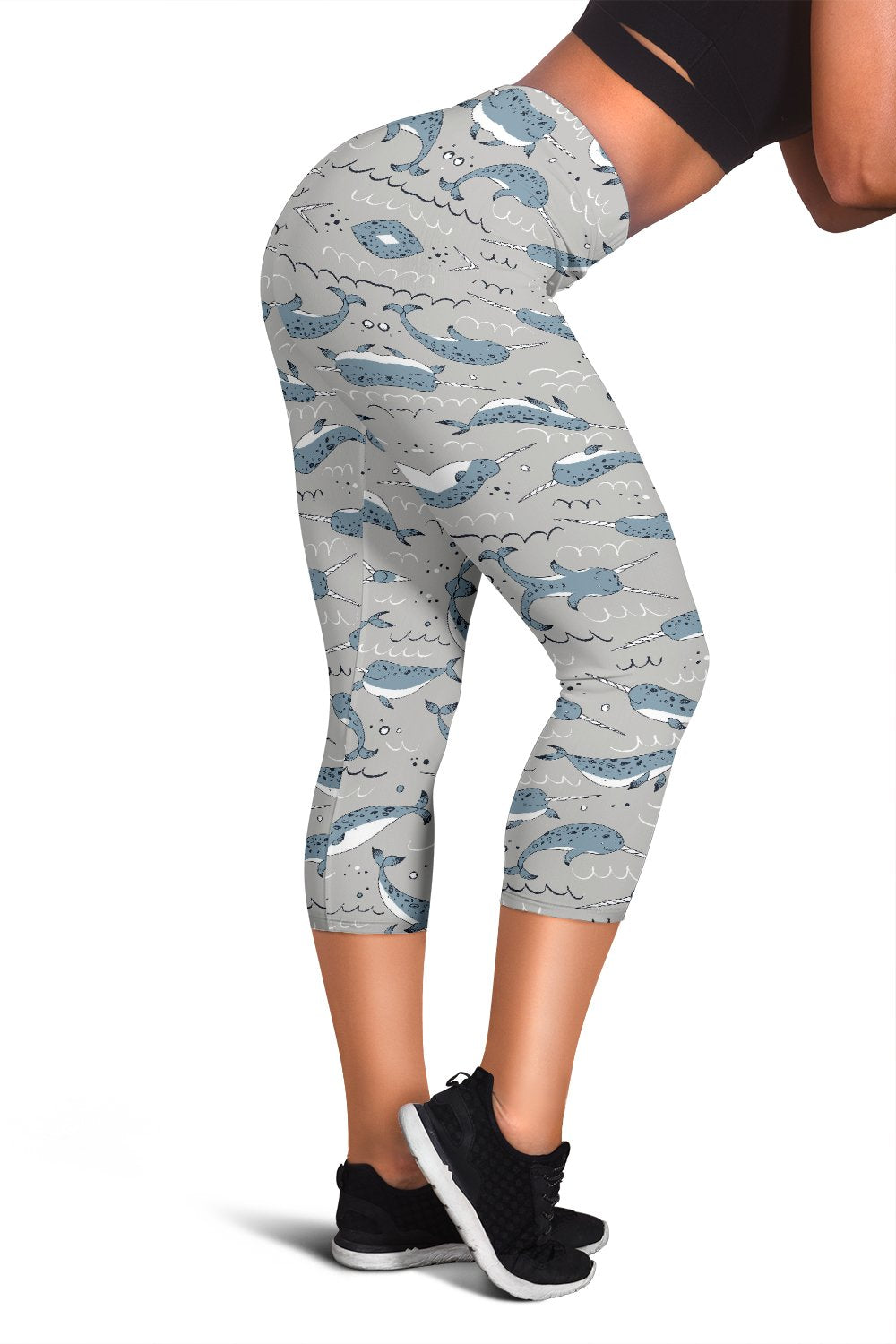 Narwhal Pattern Print Women Capris