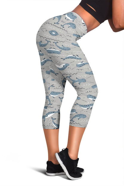 Narwhal Pattern Print Women Capris