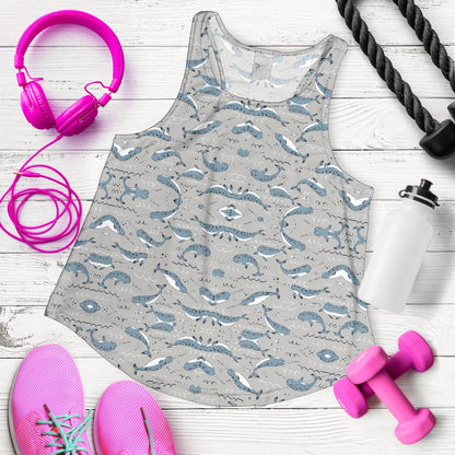 Narwhal Pattern Print Women Racerback Tank Top