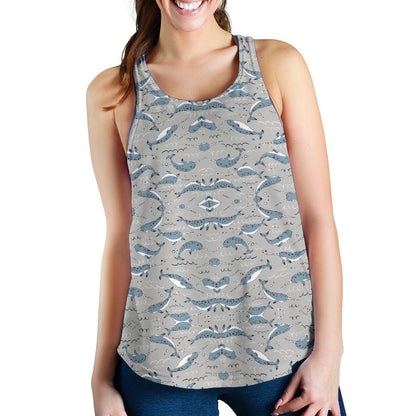 Narwhal Pattern Print Women Racerback Tank Top