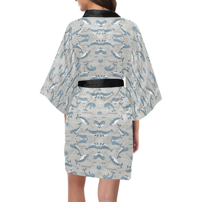 Narwhal Pattern Print Women Short Kimono Robe
