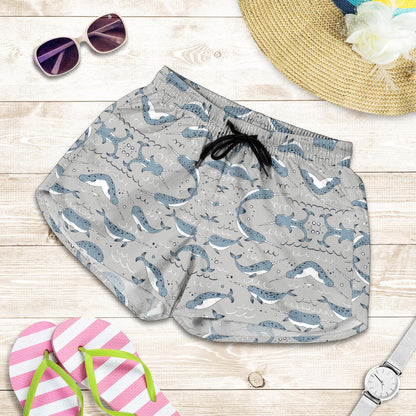Narwhal Pattern Print Women Shorts-JTAMIGO.COM