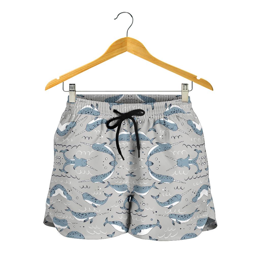 Narwhal Pattern Print Women Shorts-JTAMIGO.COM