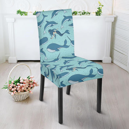 Narwhal Themed Print Dining Chair Slipcover-JTAMIGO.COM