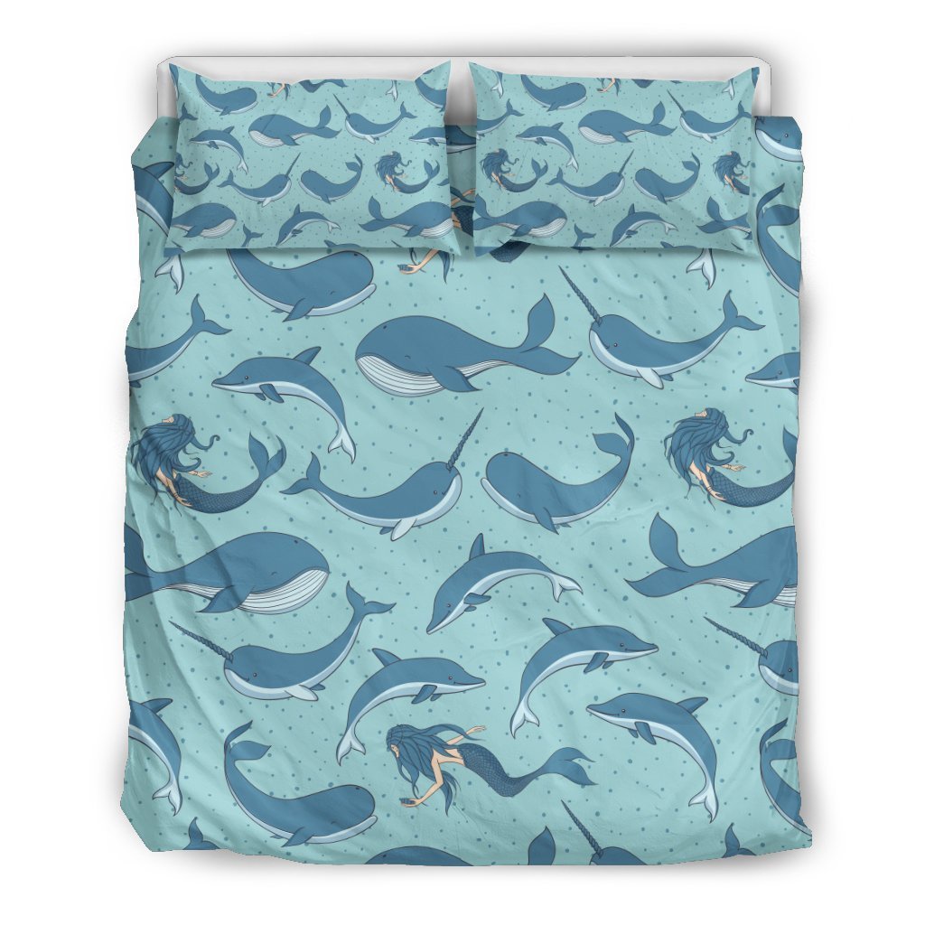 Narwhal Themed Print Duvet Cover Bedding Set