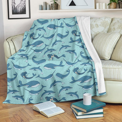 Narwhal Themed Print Fleece Blanket
