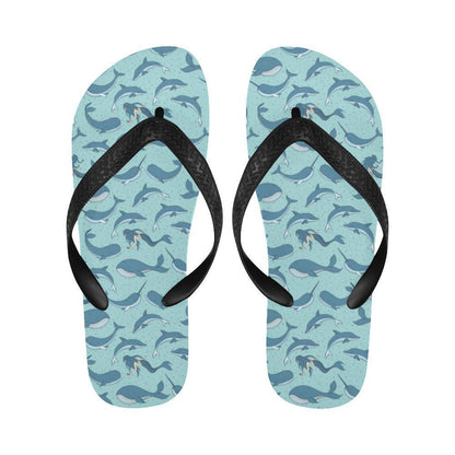 Narwhal Themed Print Flip Flops-JTAMIGO.COM