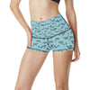 Narwhal Themed Print High Waisted Spandex Shorts-JTAMIGO.COM