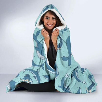 Narwhal Themed Print Hooded Blanket-JTAMIGO.COM