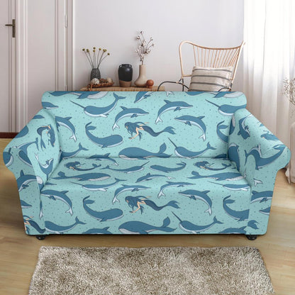 Narwhal Themed Print Loveseat Slipcover-JTAMIGO.COM