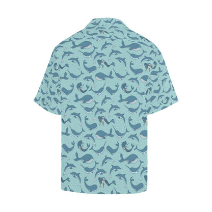 Narwhal Themed Print Men Aloha Hawaiian Shirt