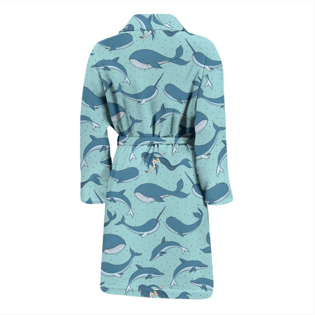 Narwhal Themed Print Men Bath Robe-JTAMIGO.COM