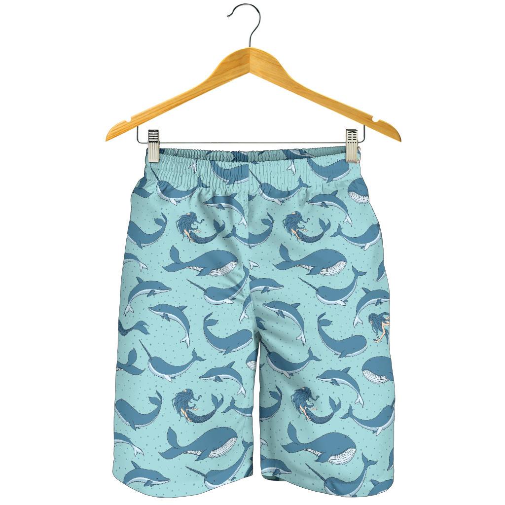 Narwhal Themed Print Mens Shorts-JTAMIGO.COM