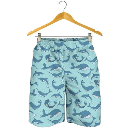 Narwhal Themed Print Mens Shorts-JTAMIGO.COM
