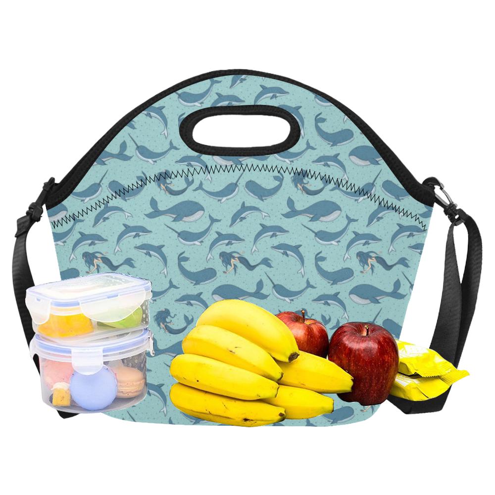 Narwhal Themed Print Neoprene Lunch Bag (Model 1669)(Large)-JTAMIGO.COM
