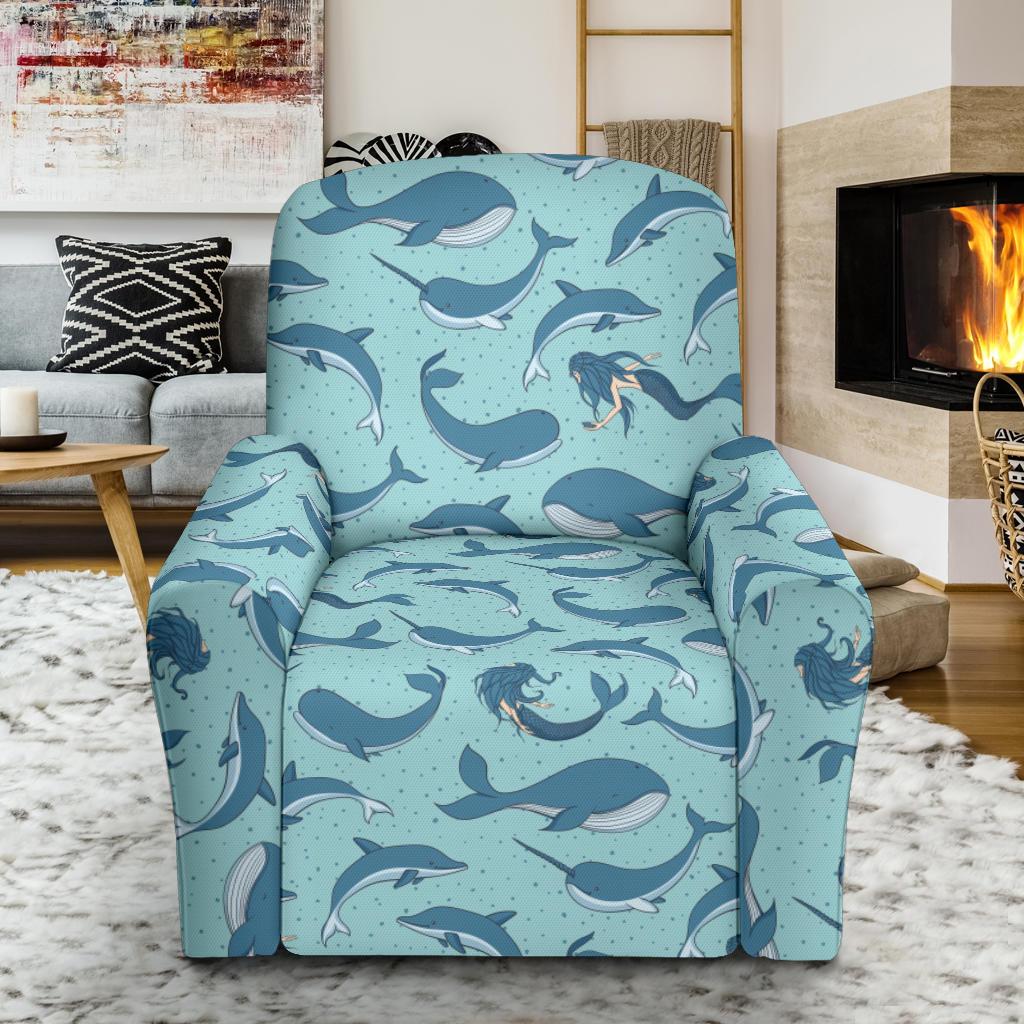 Narwhal Themed Print Single Sofa Slipcover -JTAMIGO.COM