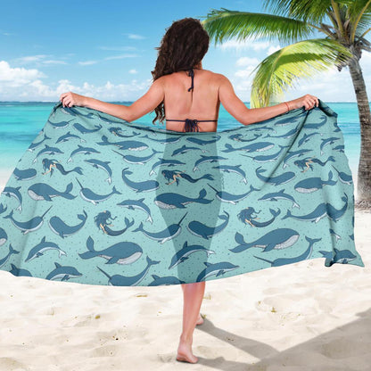 Narwhal Themed Print Sarong Pareo Wrap
