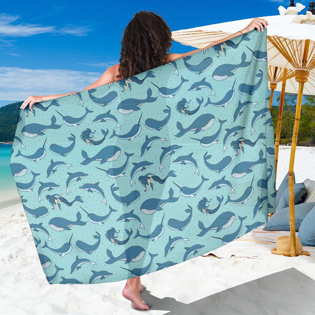 Narwhal Themed Print Sarong Pareo Wrap