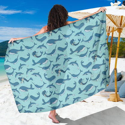Narwhal Themed Print Sarong Pareo Wrap